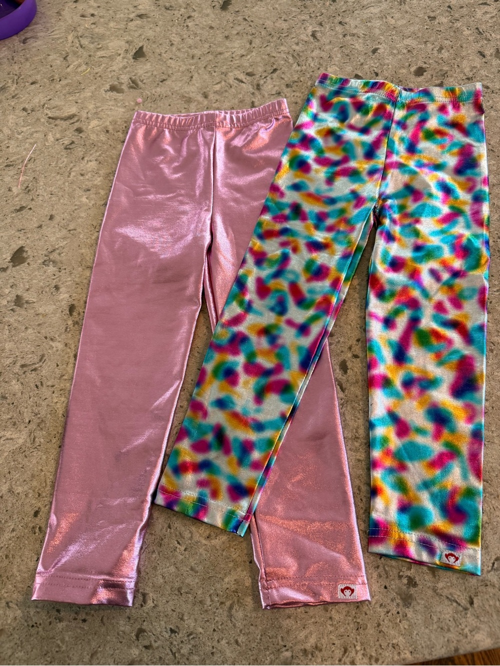 Appaman Metallic Pink Legging + Rainbow Spot Print Legging Set
